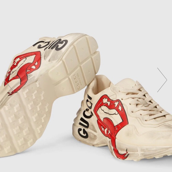 Gucci women’s rhyton sneaker with mouth 💋 print size 40.5 - Picture 2 of 12